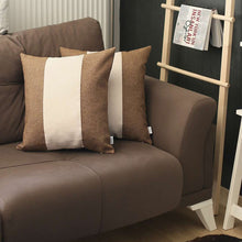 Set Of 2 Brown And White Center Pillow Covers