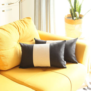Set Of 2 Black And White Lumbar Pillow Covers