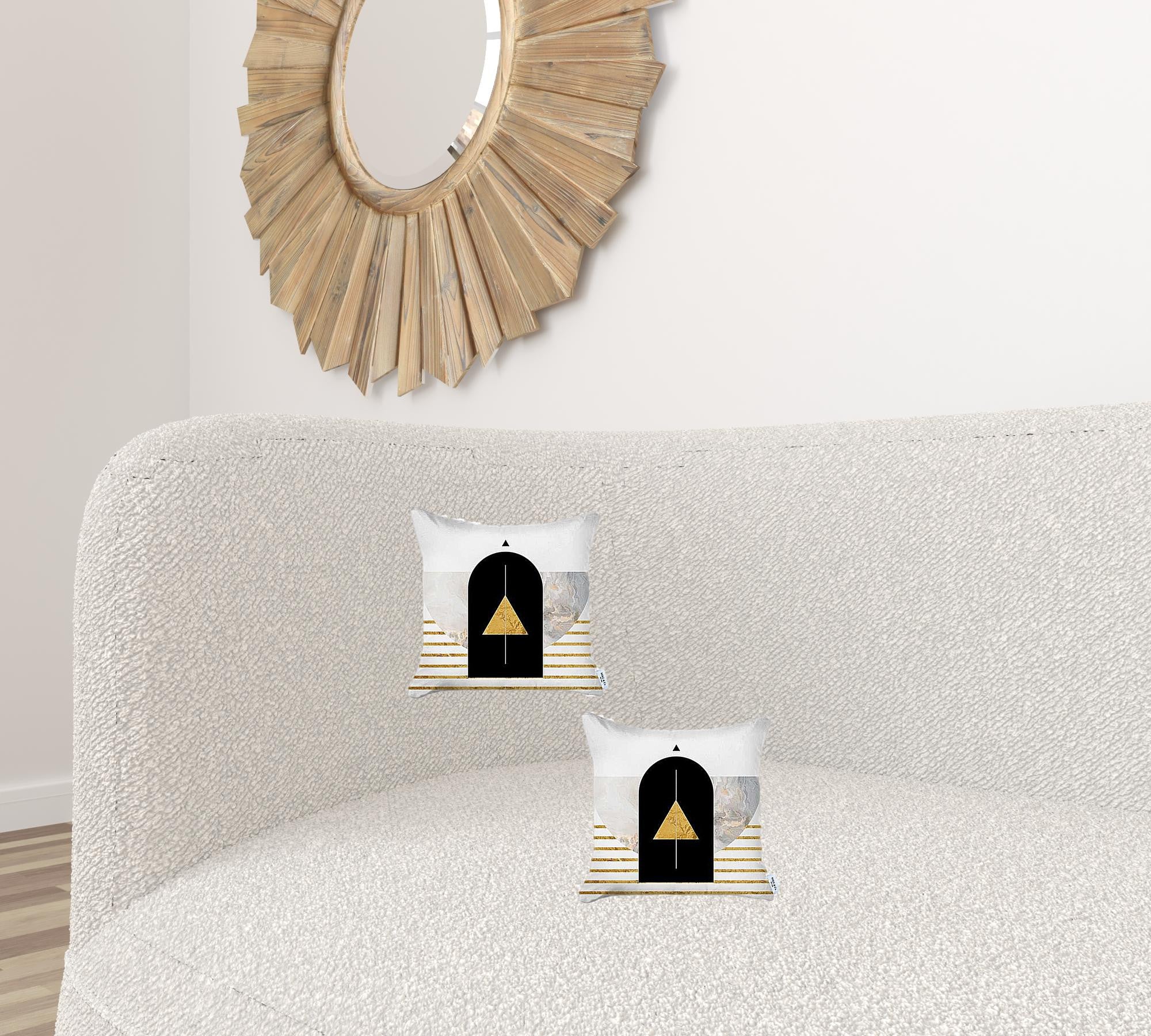 Juego De 2 Fundas De Almohada Con Estampado Geométrico Amarillo