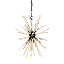 Wood And Metal Starburst Six Bulb Hanging Light