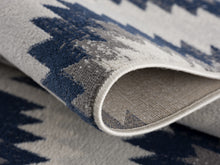 2’ X 10’ Blue And Gray Kilim Pattern Runner Rug