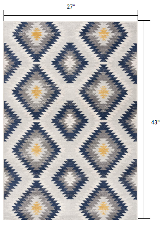 2’ X 10’ Blue And Gray Kilim Pattern Runner Rug