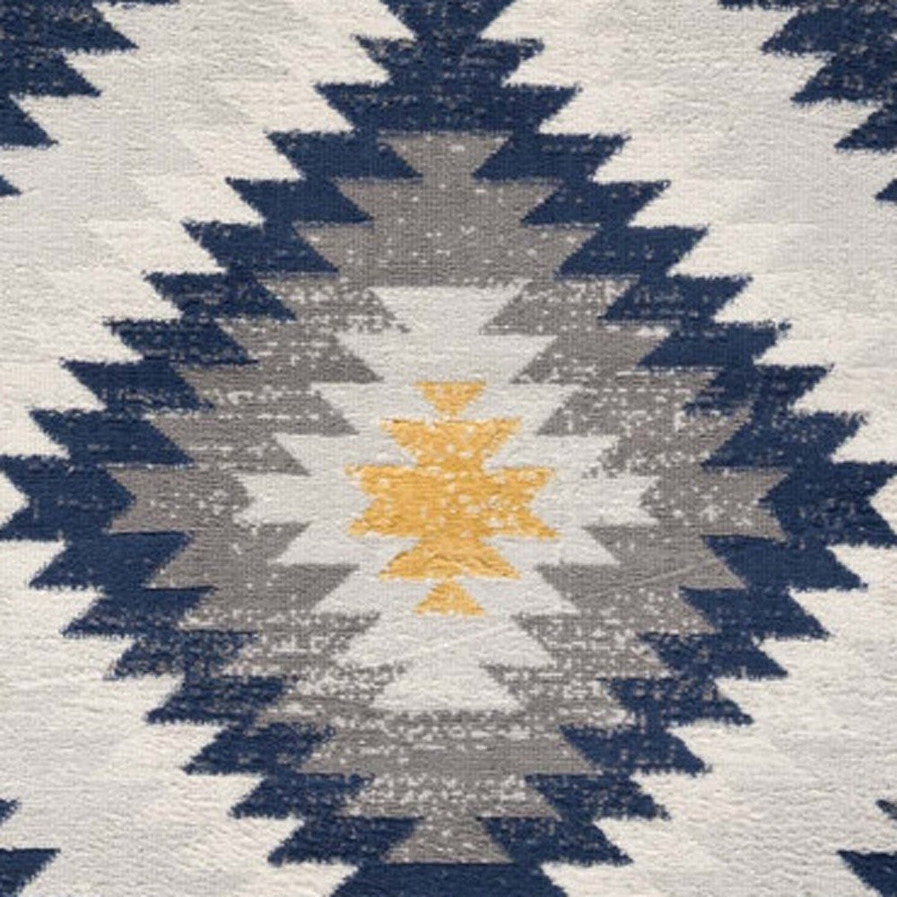 2’ X 10’ Blue And Gray Kilim Pattern Runner Rug