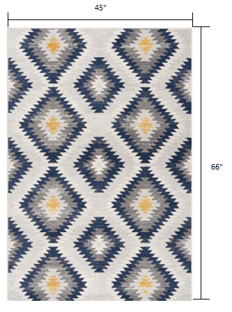 2’ X 10’ Blue And Gray Kilim Pattern Runner Rug