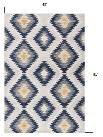 2’ X 10’ Blue And Gray Kilim Pattern Runner Rug