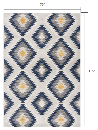 2’ X 10’ Blue And Gray Kilim Pattern Runner Rug