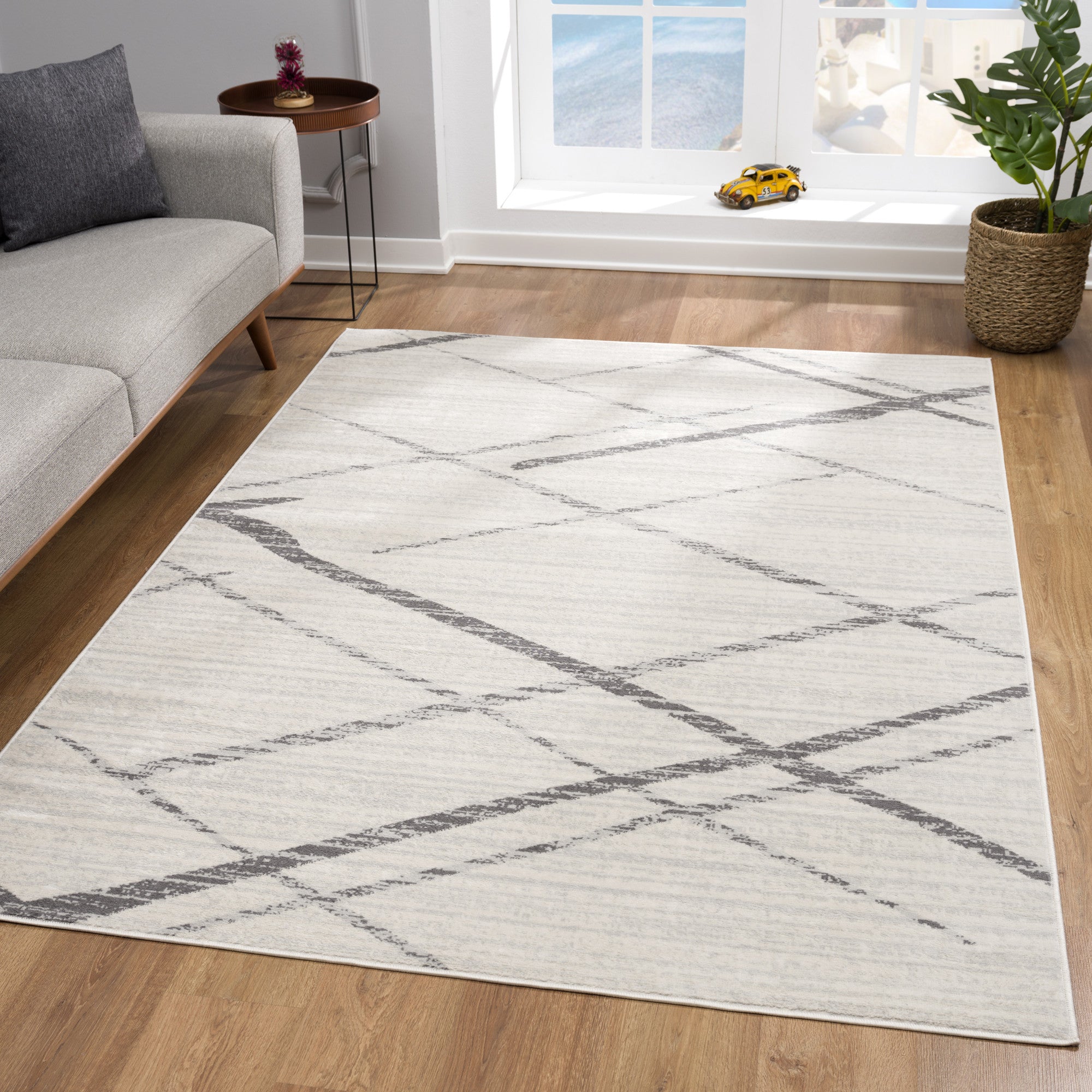 Gray Modern Abstract Pattern Runner Rug - 2’ x 10’