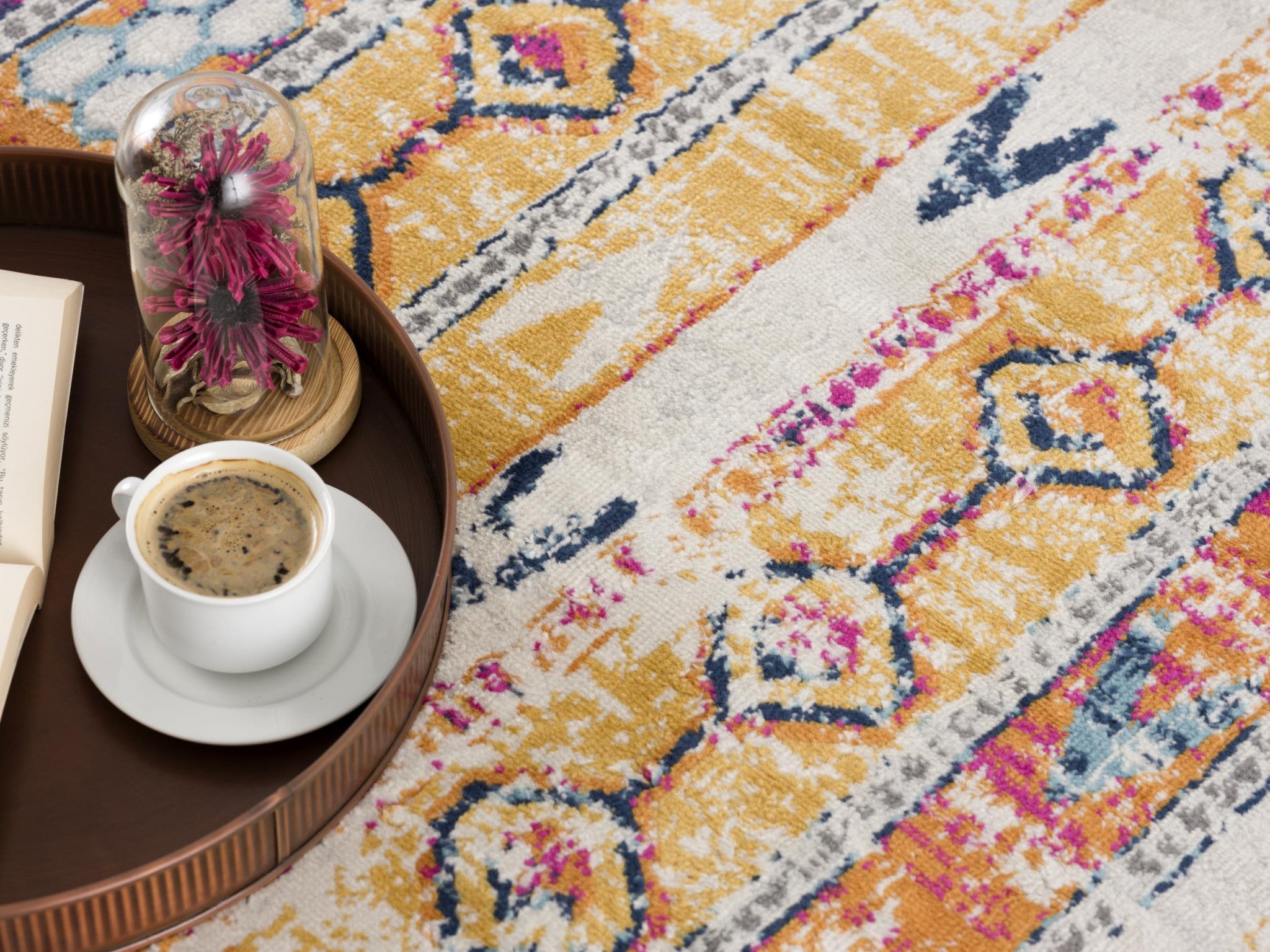 2’ X 4’ Gold And Ivory Distressed Tribal Area Rug