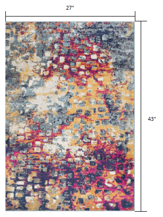 2’ X 4’ Multicolored Abstract Painting Area Rug
