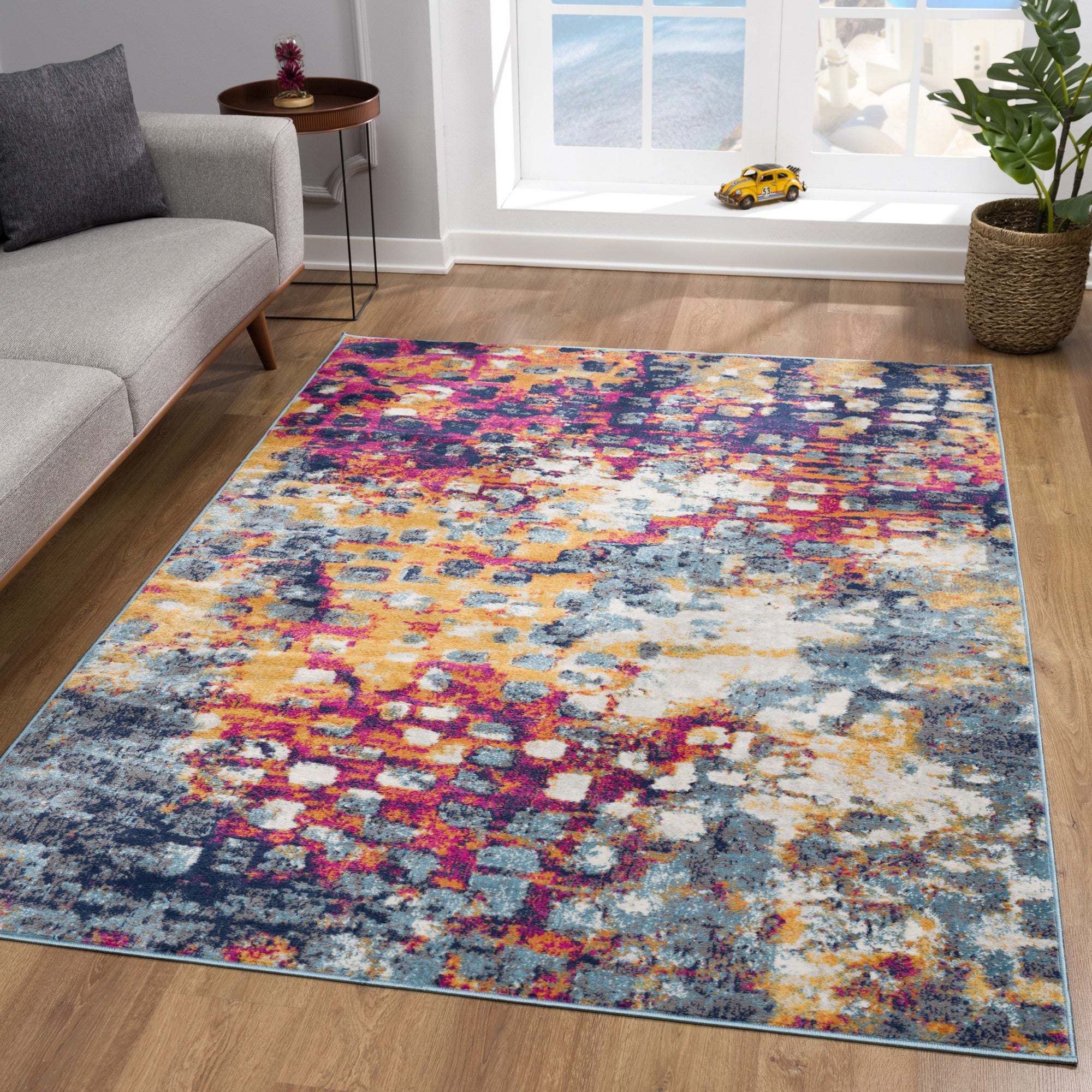 2’ X 4’ Multicolored Abstract Painting Area Rug