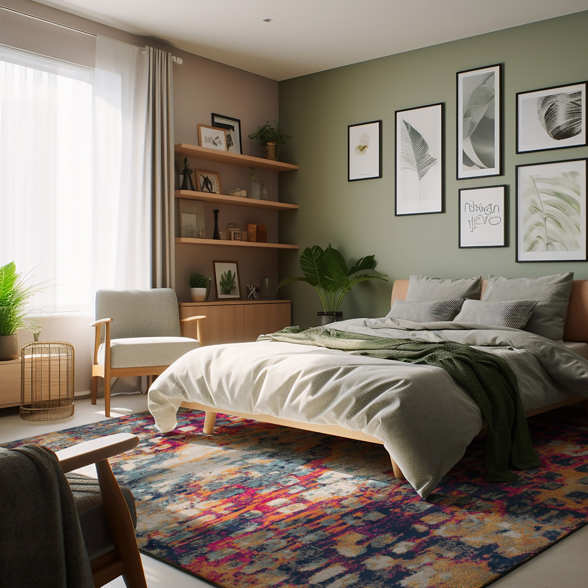 2’ X 4’ Multicolored Abstract Painting Area Rug