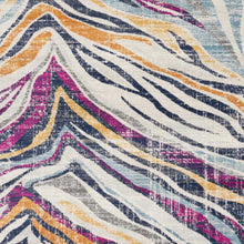 2’ X 10’ Blue And Gold Zebra Pattern Runner Rug