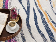 2’ X 10’ Blue And Gold Zebra Pattern Runner Rug