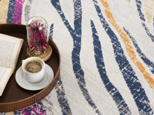 2’ X 10’ Blue And Gold Zebra Pattern Runner Rug