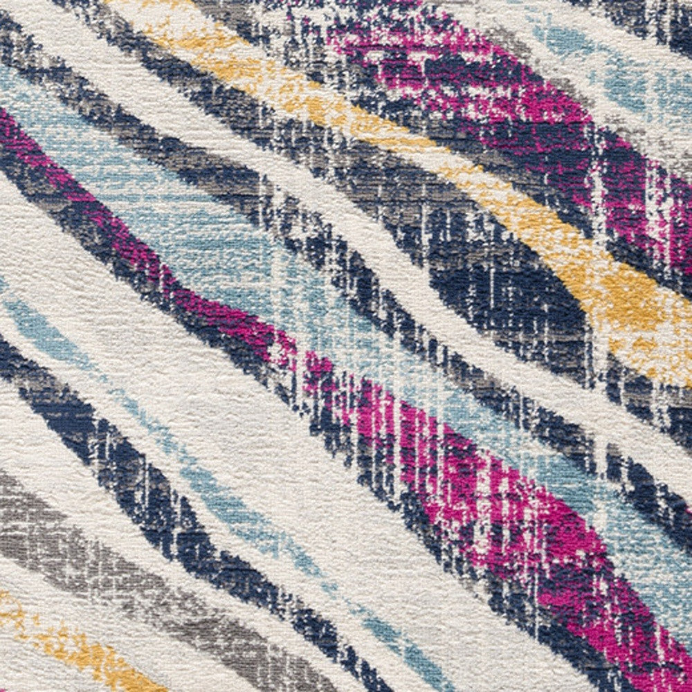 2’ X 10’ Blue And Gold Zebra Pattern Runner Rug