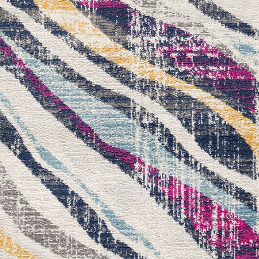 2’ X 10’ Blue And Gold Zebra Pattern Runner Rug