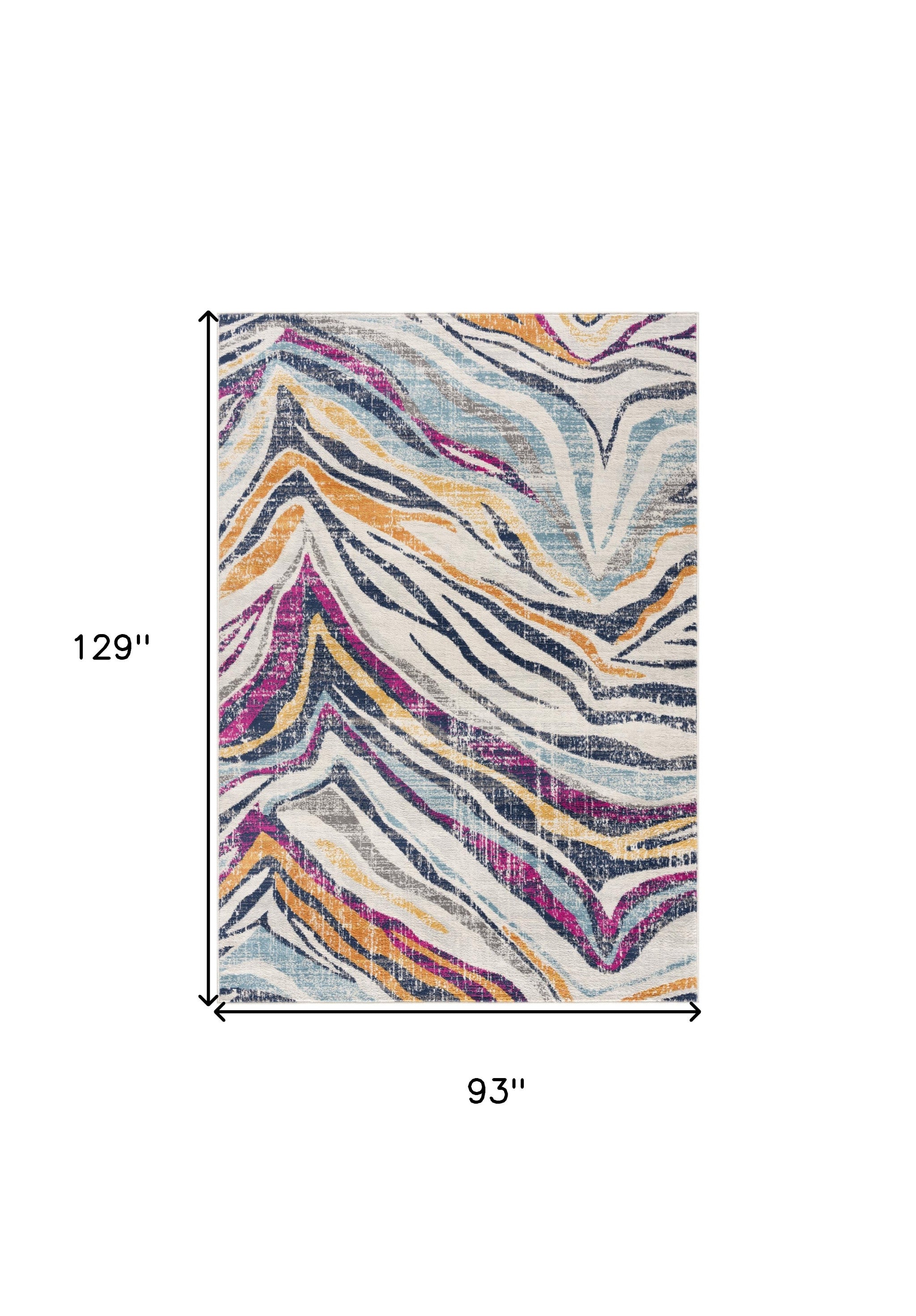 2’ X 10’ Blue And Gold Zebra Pattern Runner Rug