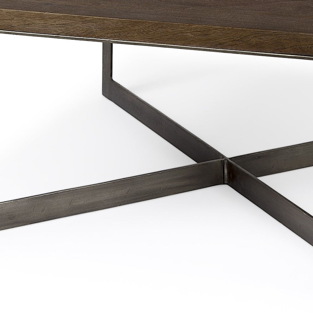Dark Brown Wood And Metal Coffee Table