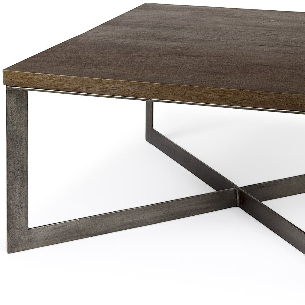 Dark Brown Wood And Metal Coffee Table