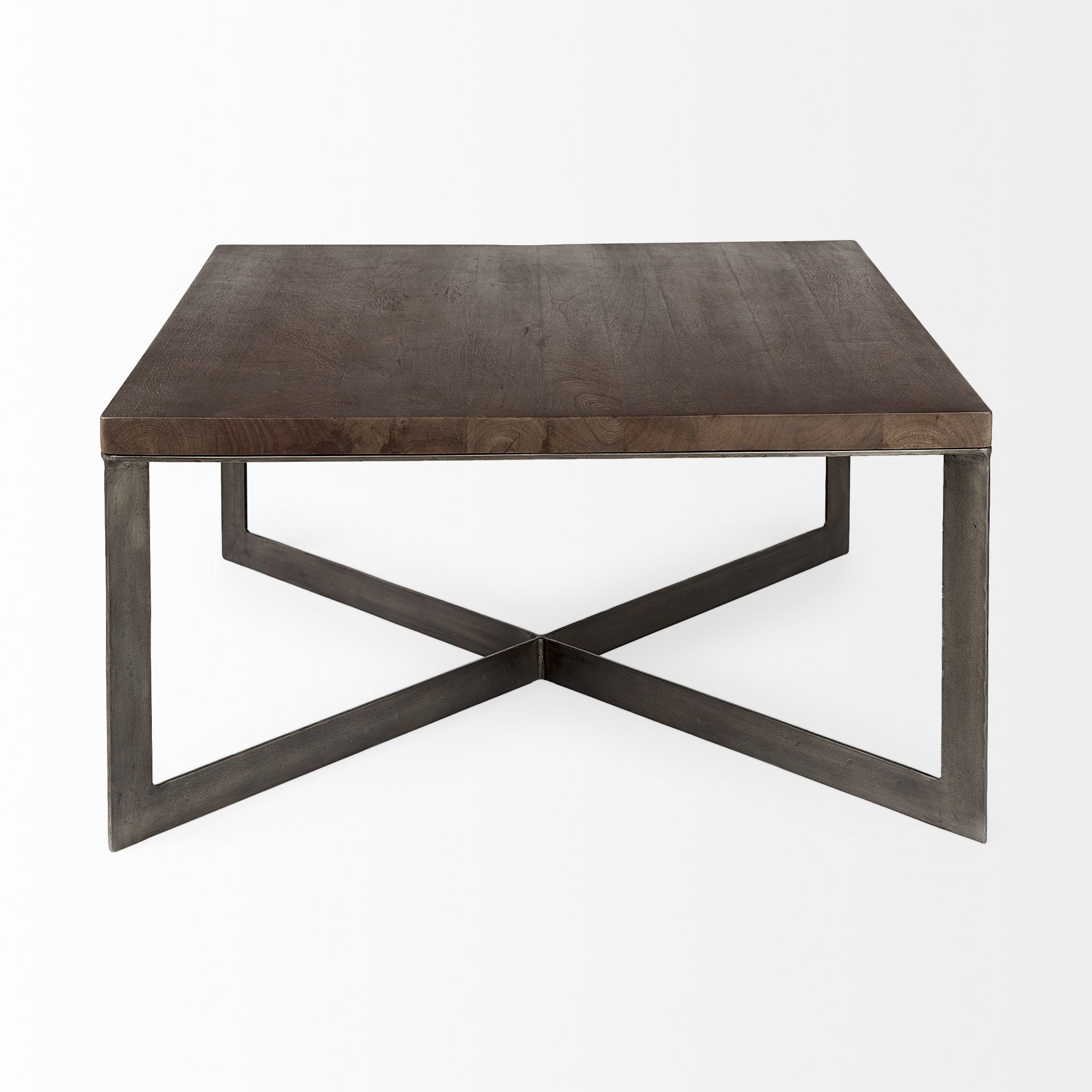 Dark Brown Wood And Metal Coffee Table