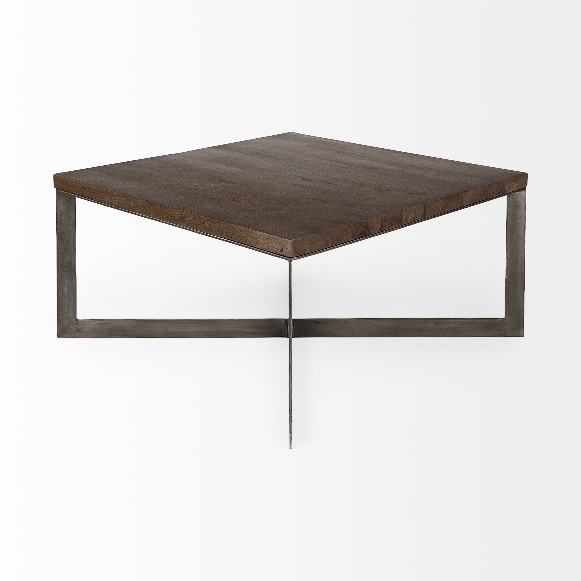 Dark Brown Wood And Metal Coffee Table