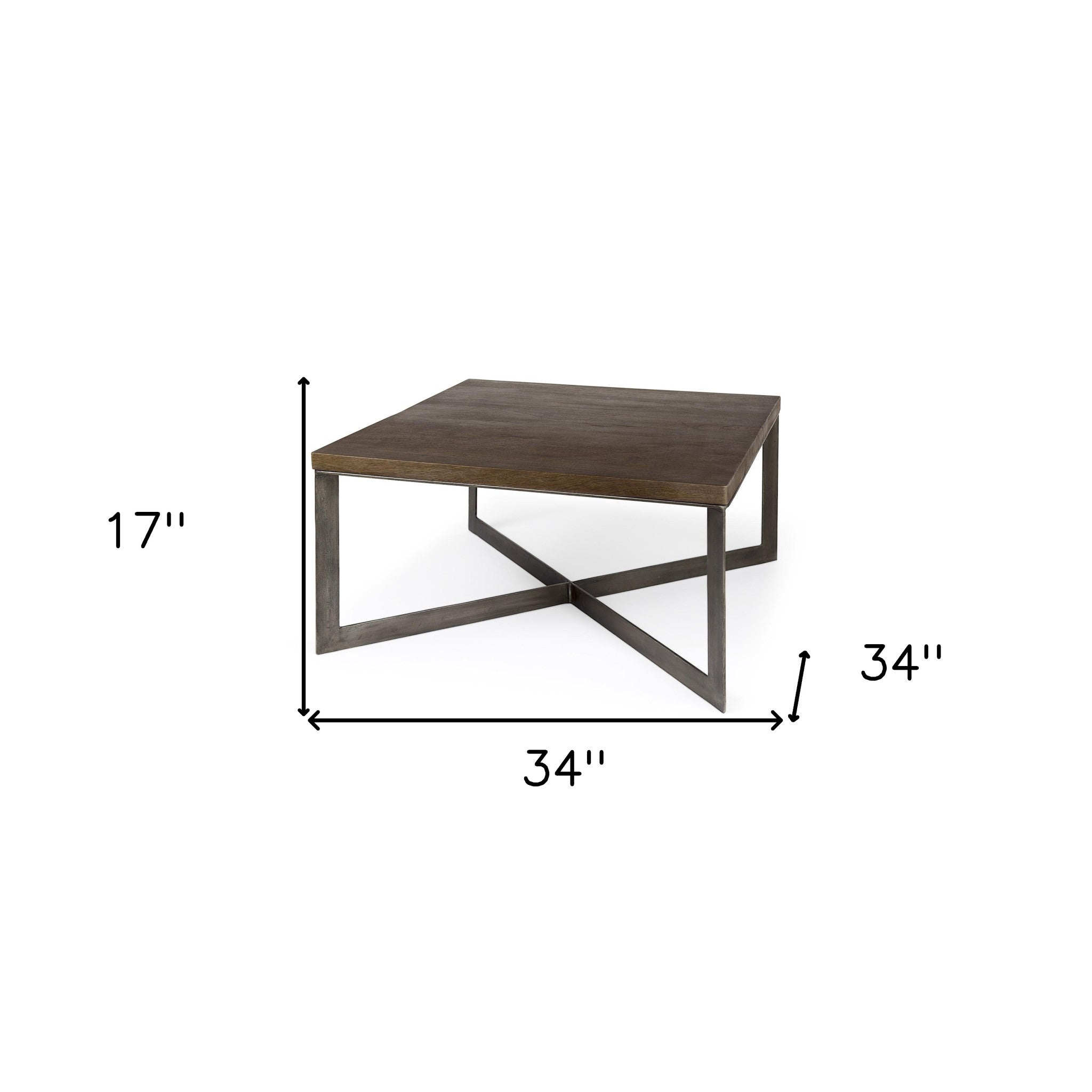 Dark Brown Wood And Metal Coffee Table
