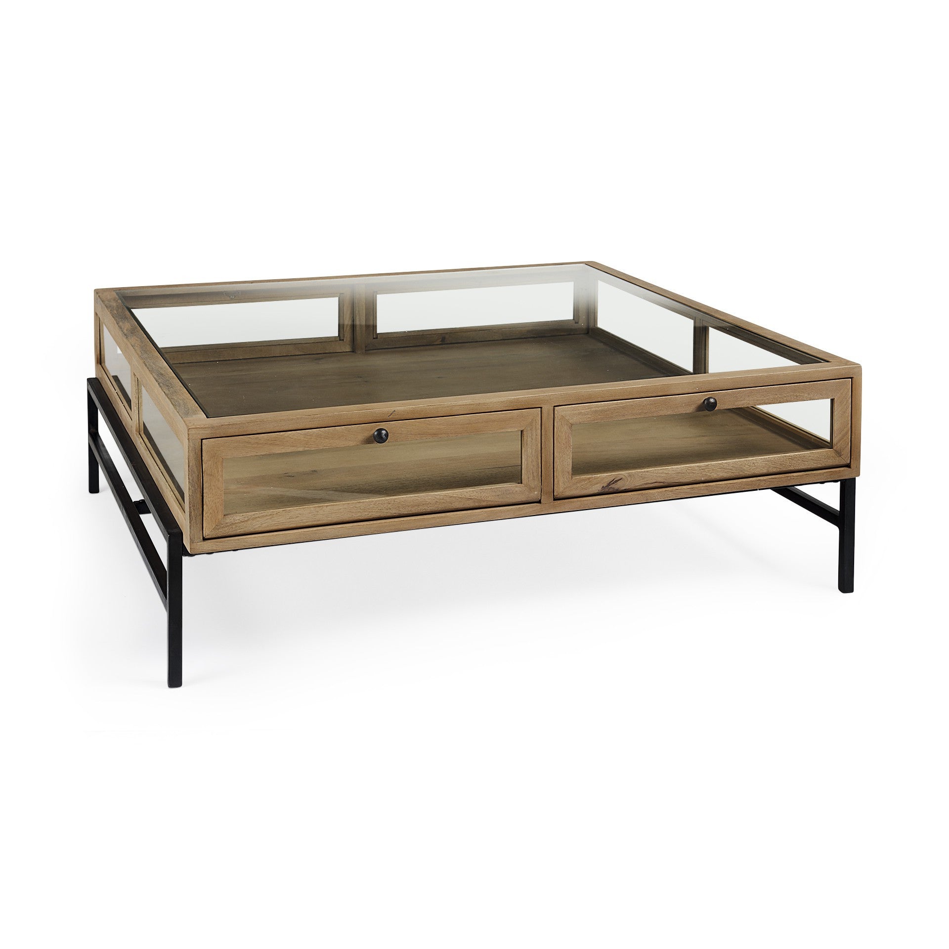 Rustic Natural Brown Shadowbox Coffee Table