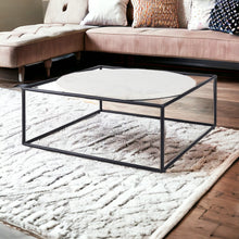 White Marble Metal Frame Round In Square Coffee Table