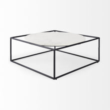 White Marble Metal Frame Round In Square Coffee Table