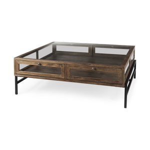 Rustic Dark Brown Brown Shadowbox Coffee Table