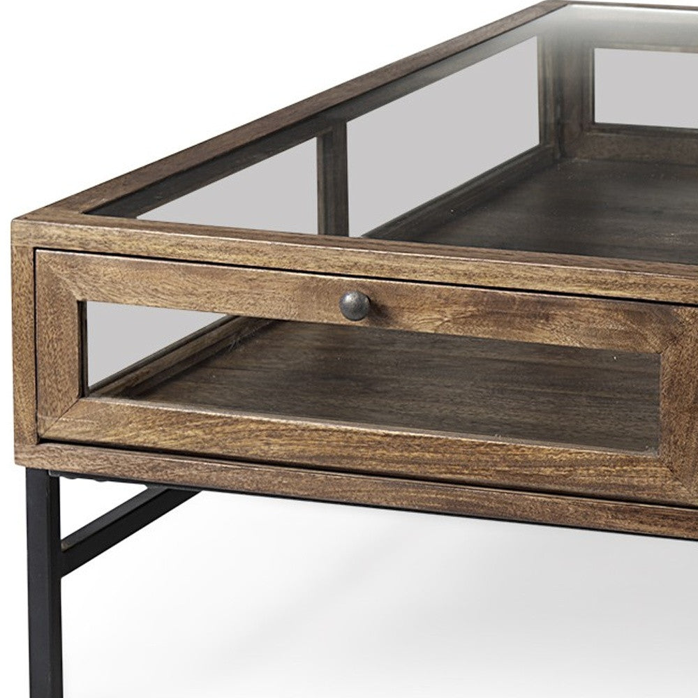 Rustic Dark Brown Brown Shadowbox Coffee Table