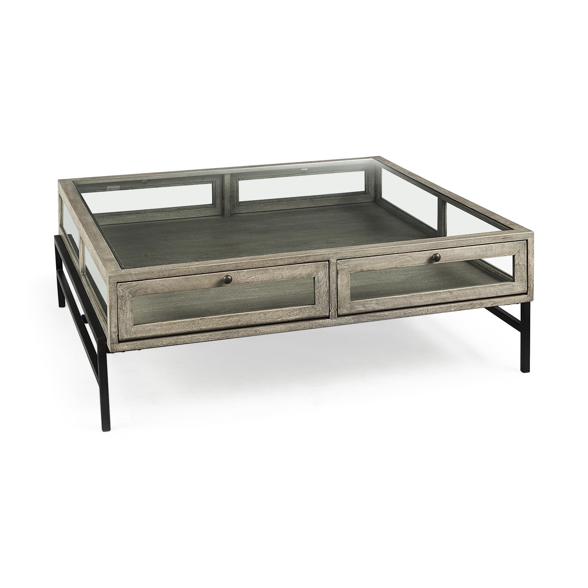 Rustic Gray Brown Shadowbox Coffee Table
