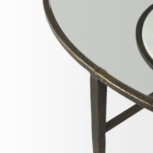 Mesa de centro redonda de hierro, vidrio y mármol