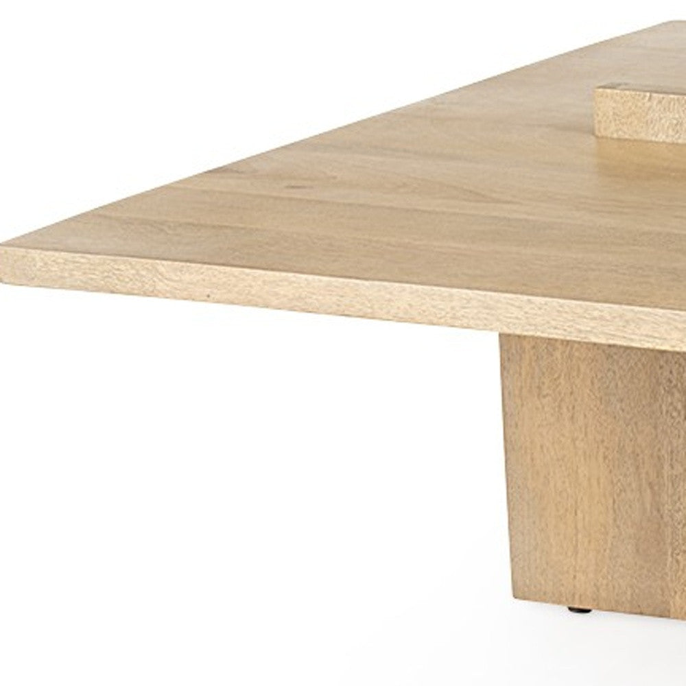 Mesa de centro rectangular de madera marrón natural claro