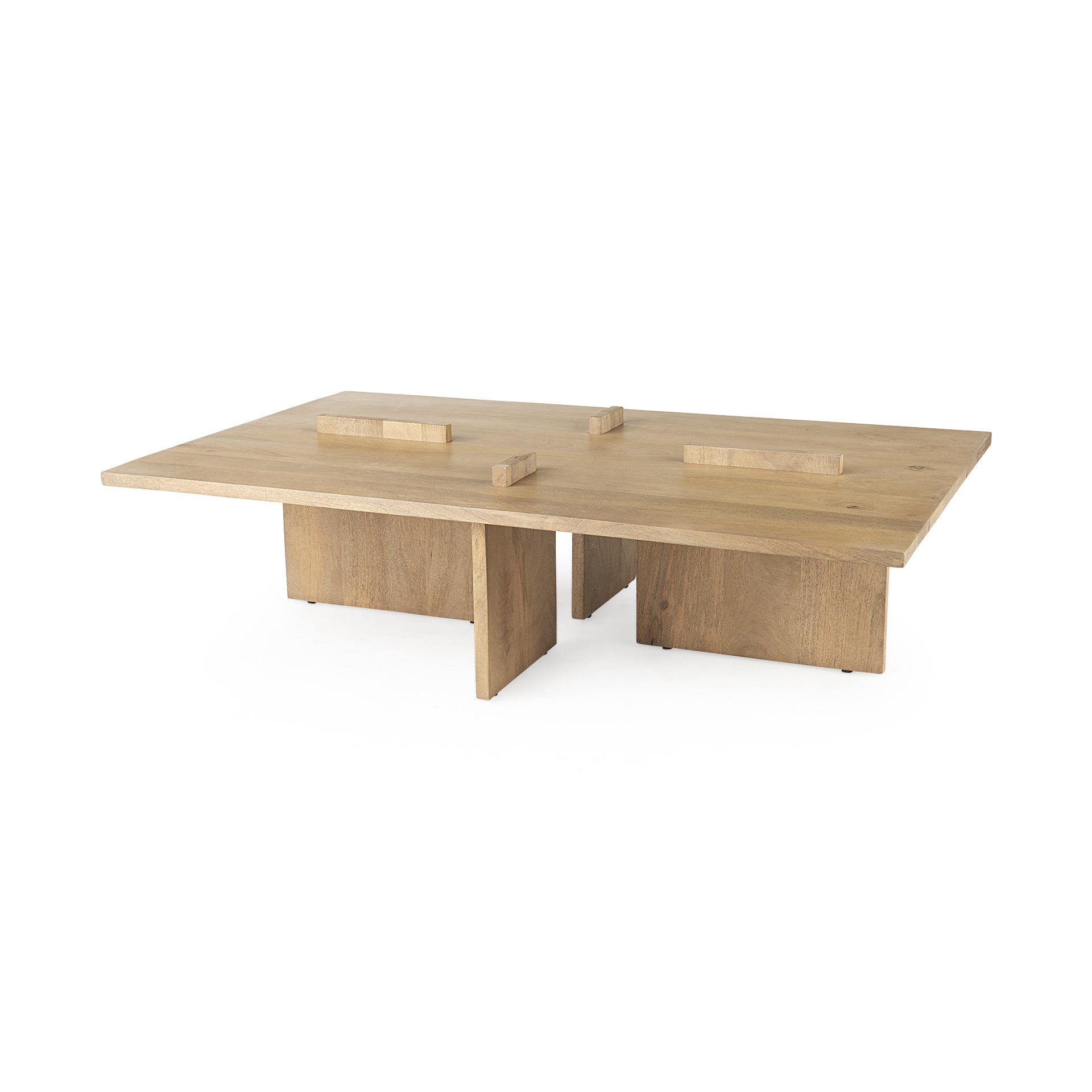 Mesa de centro rectangular de madera marrón natural claro
