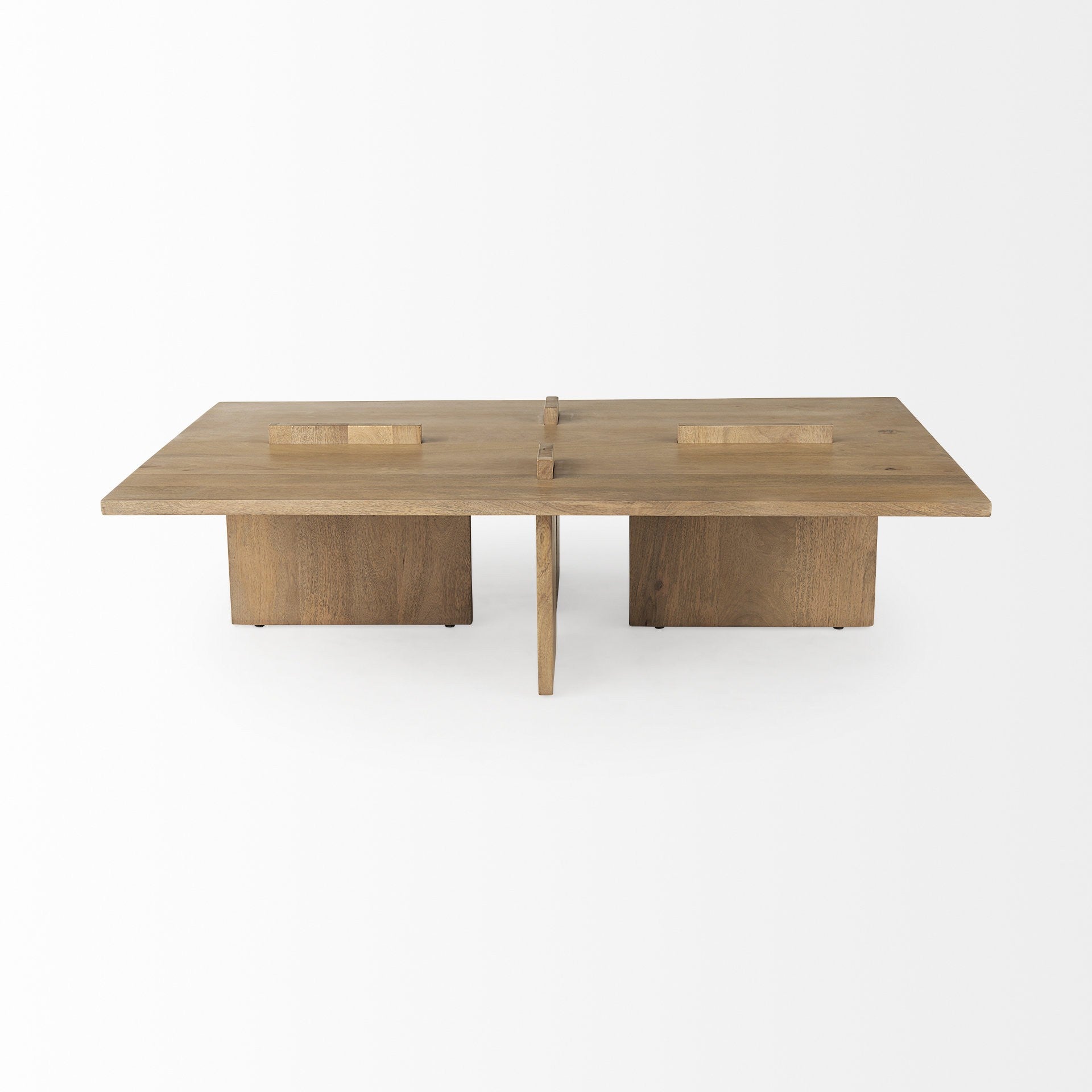 Mesa de centro rectangular de madera marrón natural claro