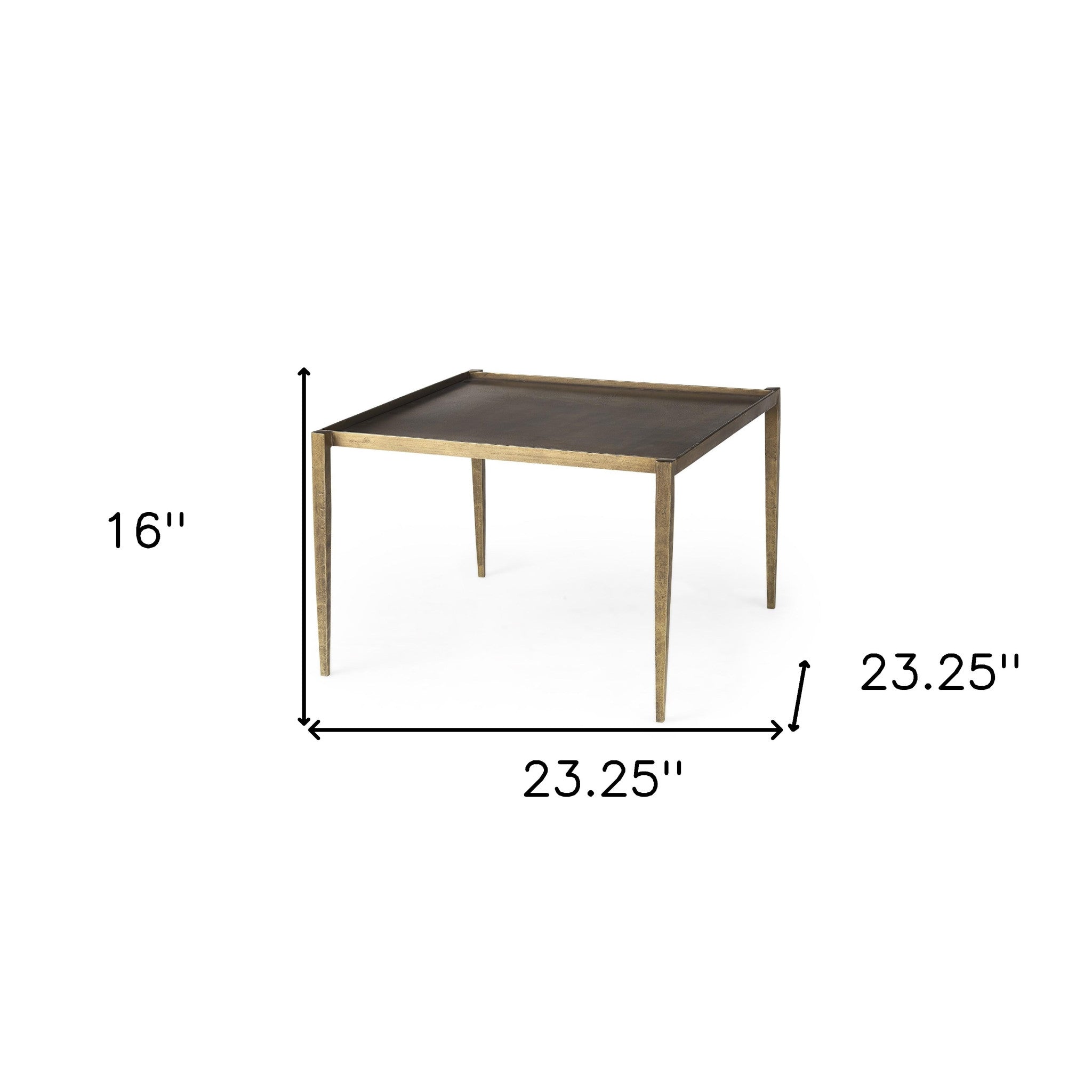 Mesa de centro marrón oscuro y oro envejecido