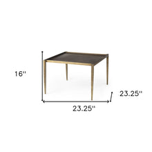Mesa de centro marrón oscuro y oro envejecido