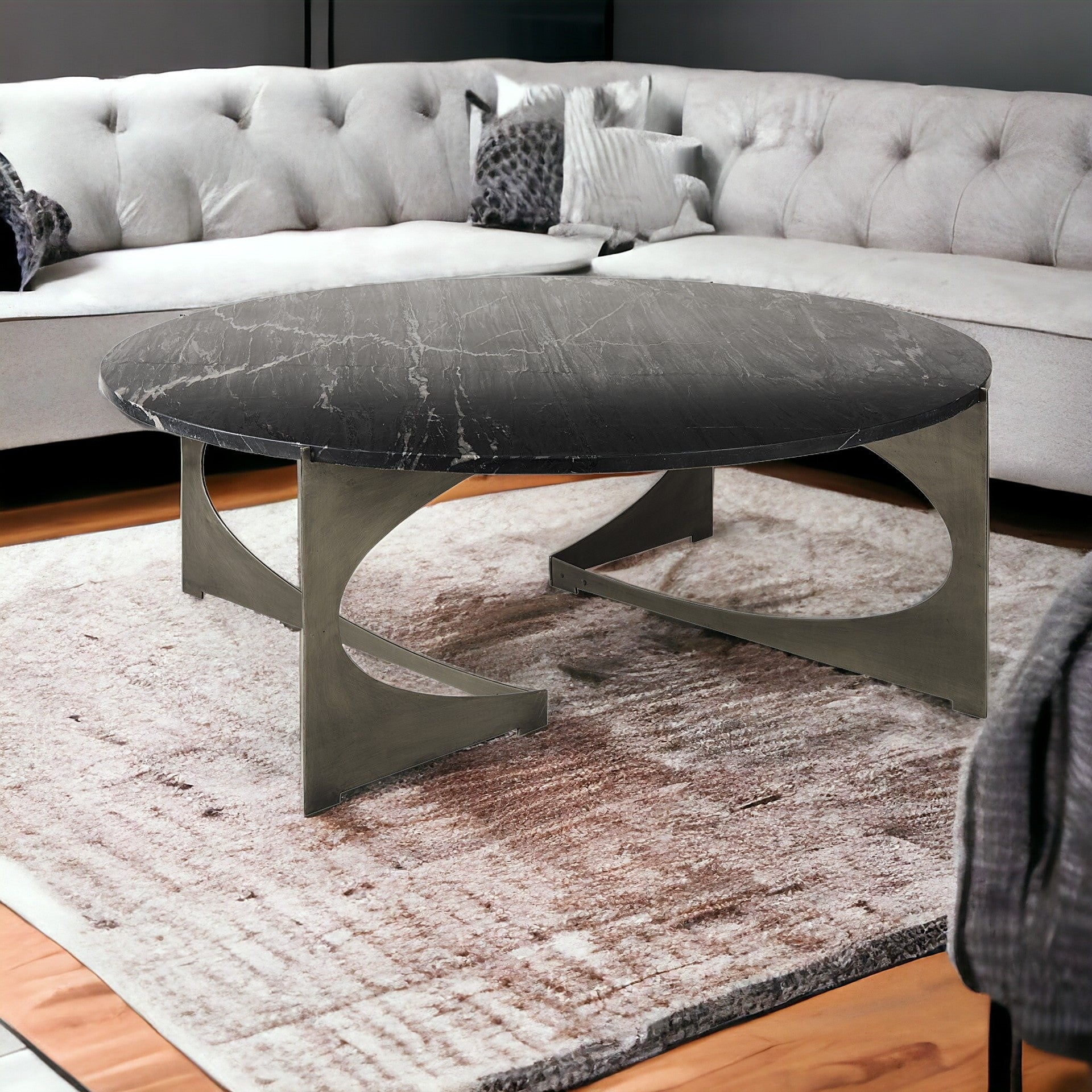 Contemporary Black Marble Coffee Table
