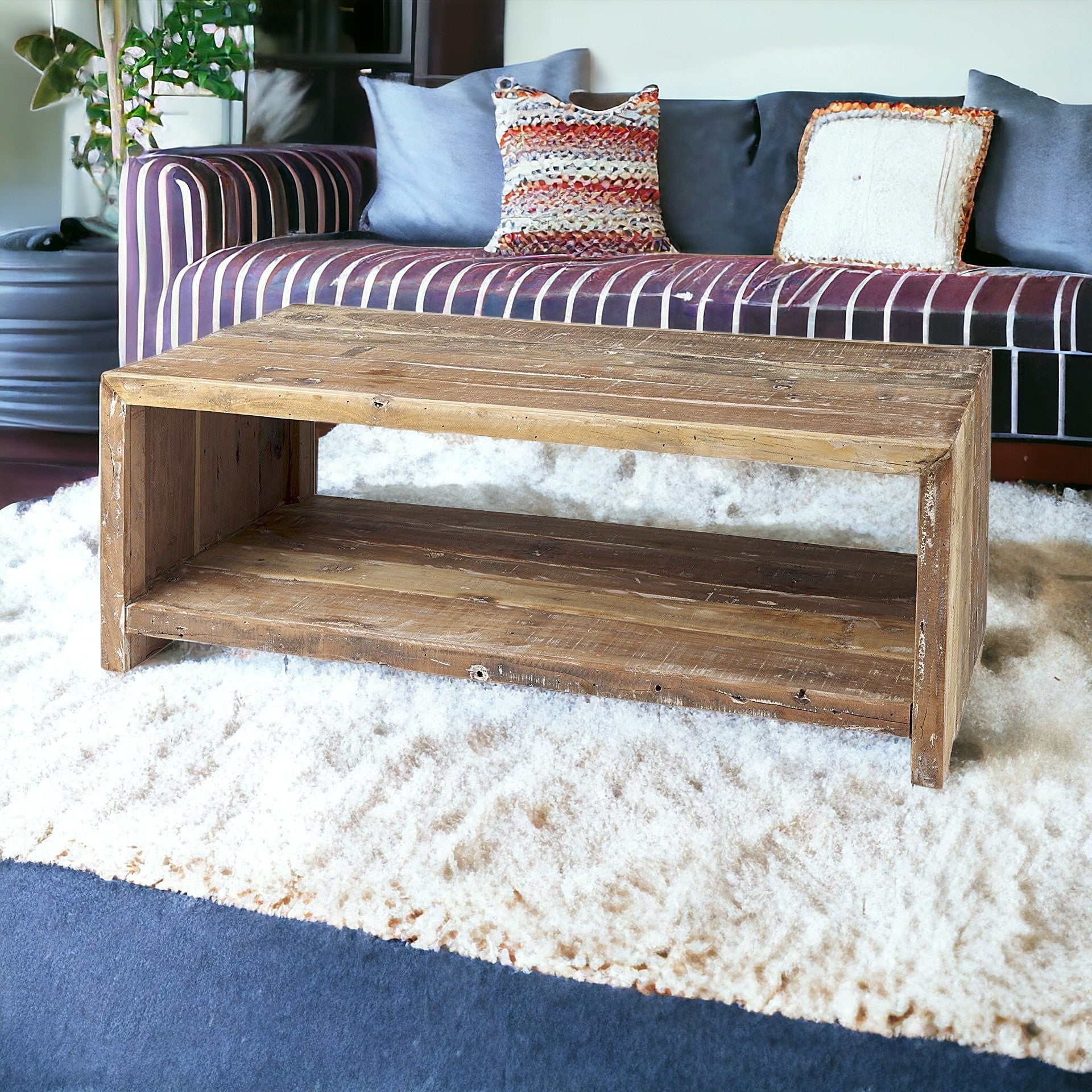 Light Brown Solid Wood Coffee Table