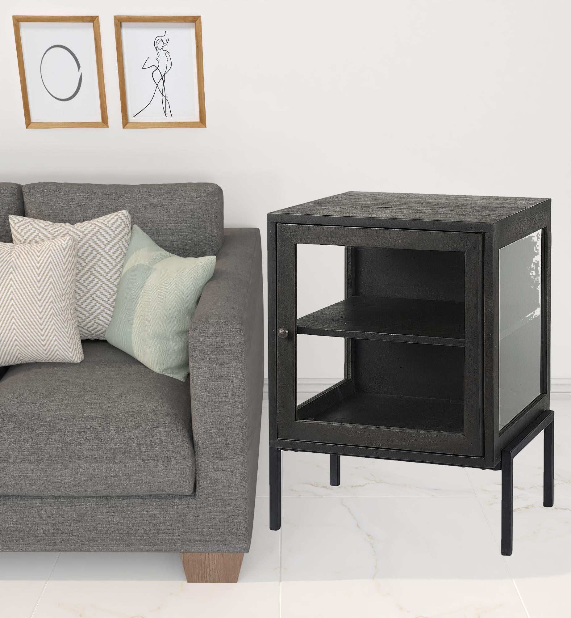 Rustic Black On Black Shadowbox Cabinet