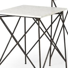 Antiqued Angular Metal And Marble End Table
