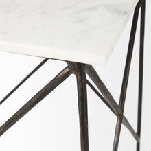 Antiqued Angular Metal And Marble End Table