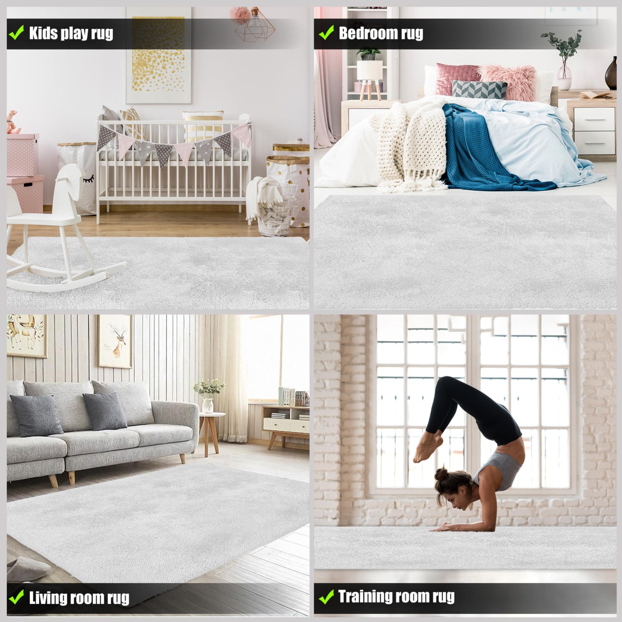 4’ X 5’ White Solid Modern Area Rug