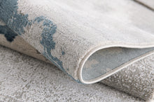 5’ X 8’ Gray And Blue Abstract Clouds Area Rug