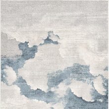 5’ X 8’ Gray And Blue Abstract Clouds Area Rug