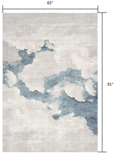 5’ X 8’ Gray And Blue Abstract Clouds Area Rug