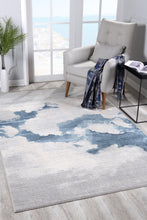 5’ X 8’ Gray And Blue Abstract Clouds Area Rug