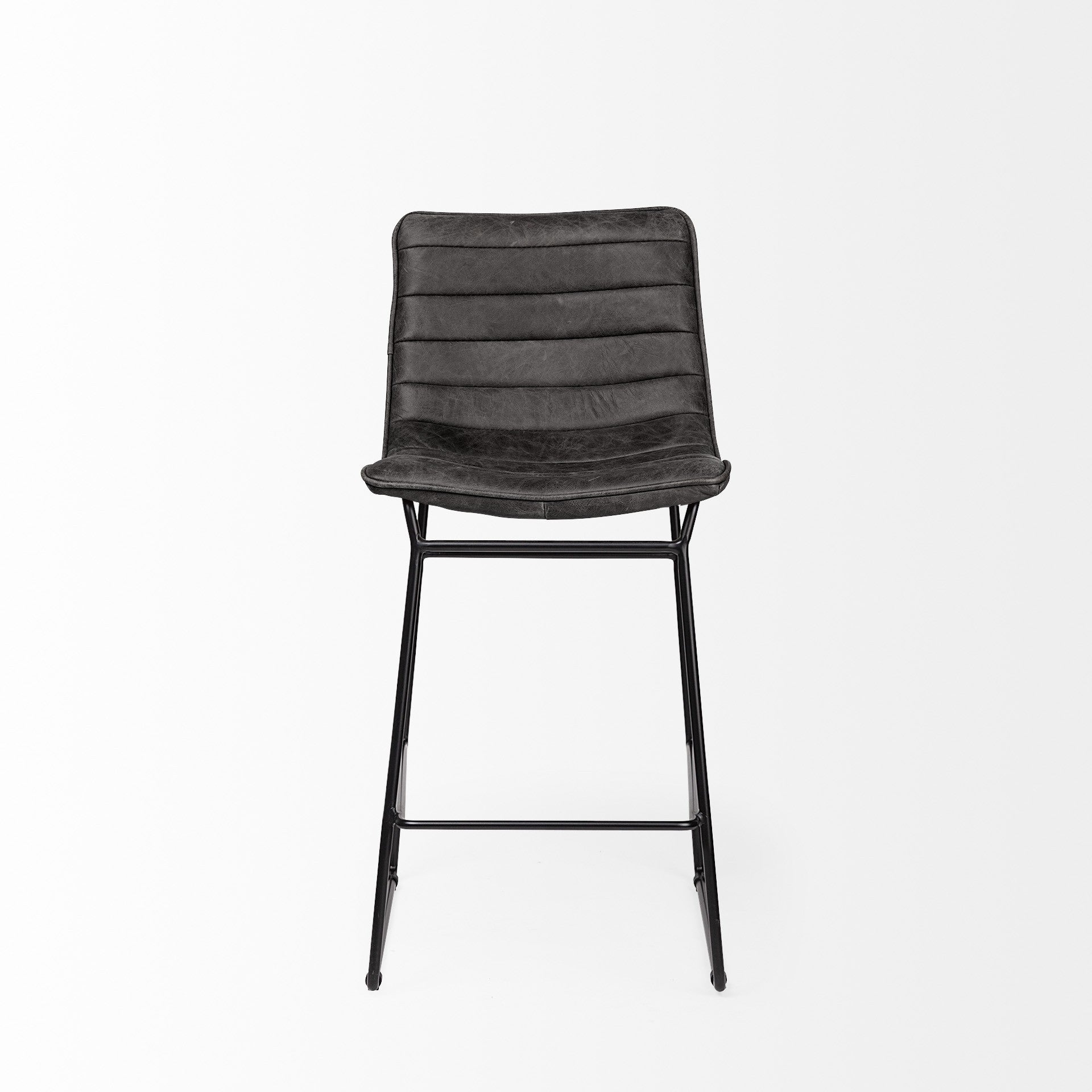 Black Leather Metal Frame Counter Stool
