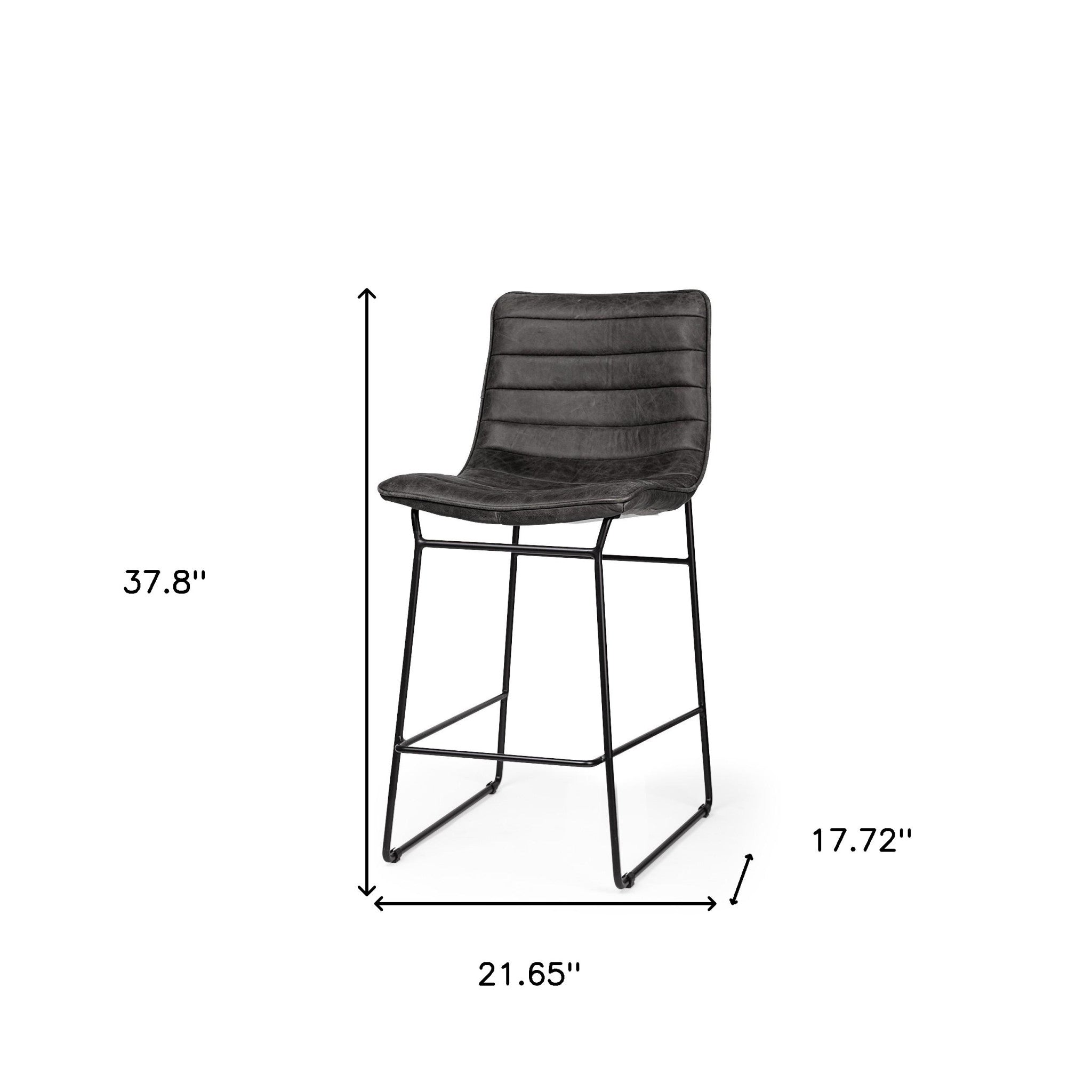 Black Leather Metal Frame Counter Stool